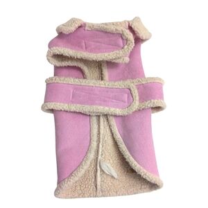 Fashion Let Pink Sherpa Lined Dog Jacket Faux Suede